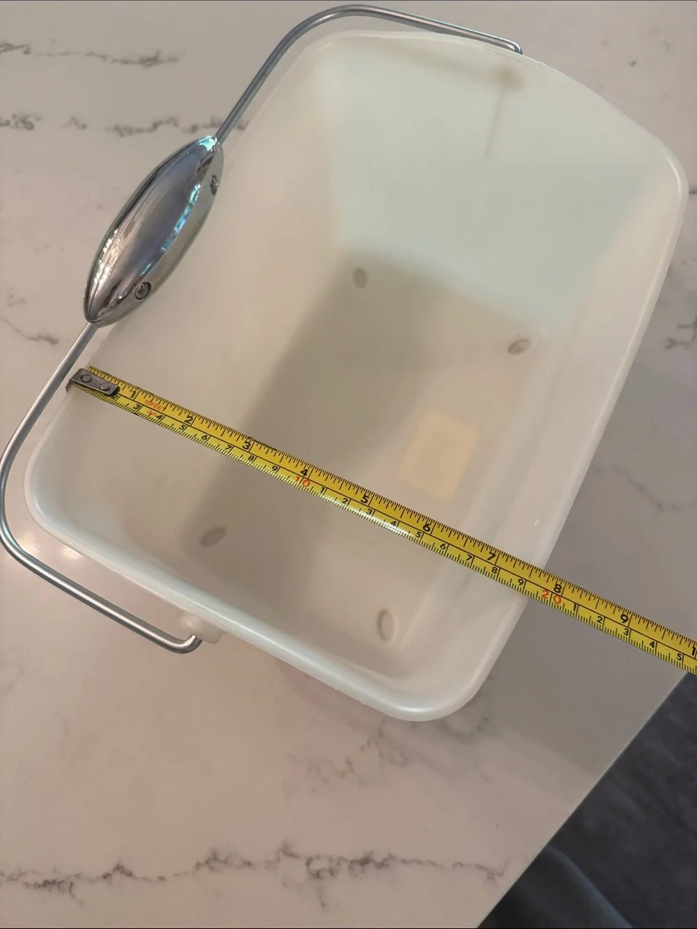 White Plastic Bath Caddy with Chrome Handle